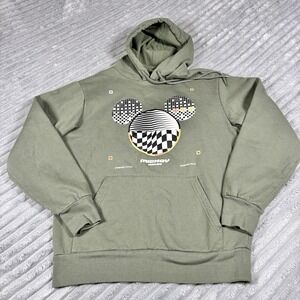 Disney Mickey Mouse‎ Graphic Hoodie Pullover Sweatshirt Olive Green medium